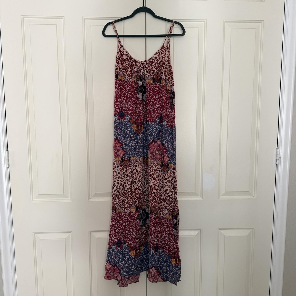 Forever 21 Dress Womens Medium Multicolor Maxi Spaghetti Strap Sundress Boho